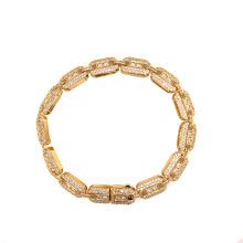 Hot Sale Good Quality Fashion Jewelry 925 Silver CZ Hiphop Men Bracelet Gold Plated